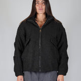 BLACK SILVER LOGO BOMBER