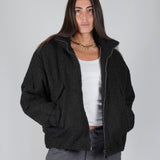 BLACK SILVER LOGO BOMBER