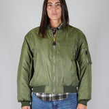 GREEN SILVER LOGO BOMBER