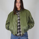 GREEN SILVER LOGO BOMBER