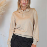 POLO MANICA LUNGA IN MAGLIA SABBIA