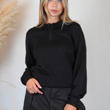 POLO MANICA LUNGA IN MAGLIA NERA