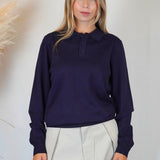 POLO MANICA LUNGA IN MAGLIA BLU