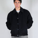 BLACK SILVER LOGO BOMBER