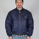 BLUE SILVER LOGO BOMBER JACKET