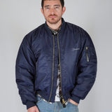 BLUE SILVER LOGO BOMBER JACKET