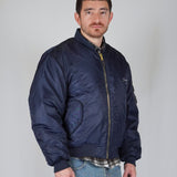 BLUE SILVER LOGO BOMBER JACKET