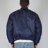 BLUE SILVER LOGO BOMBER JACKET