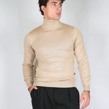 SWEATER COLLO ALTO SABBIA