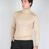 SWEATER COLLO ALTO SABBIA