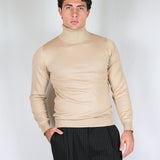 SWEATER COLLO ALTO SABBIA