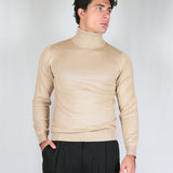 SWEATER COLLO ALTO SABBIA