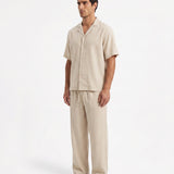 COORDINATO SHORT IN LINO BEIGE