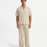 COORDINATO SHORT IN LINO BEIGE