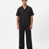 COORDINATO SHORT IN LINO BLACK
