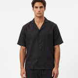 COORDINATO SHORT IN LINO BLACK