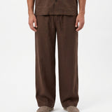 COORDINATO SHORT IN LINO BROWN
