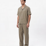 COORDINATO SHORT IN LINO GREEN