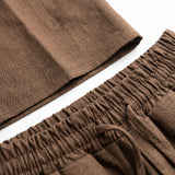 COORDINATO ELEGANT IN LINO BROWN