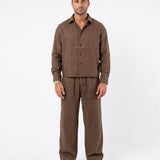 COORDINATO ELEGANT IN LINO BROWN