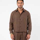 COORDINATO ELEGANT IN LINO BROWN