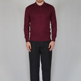 POLO MANICA LUNGA IN MAGLIA BORDEAUX
