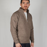 SWEATER HALF ZIP BROWN