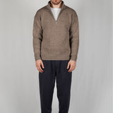SWEATER HALF ZIP BROWN