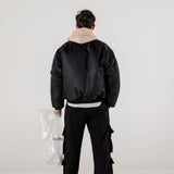 BLACK SILVER LOGO BOMBER