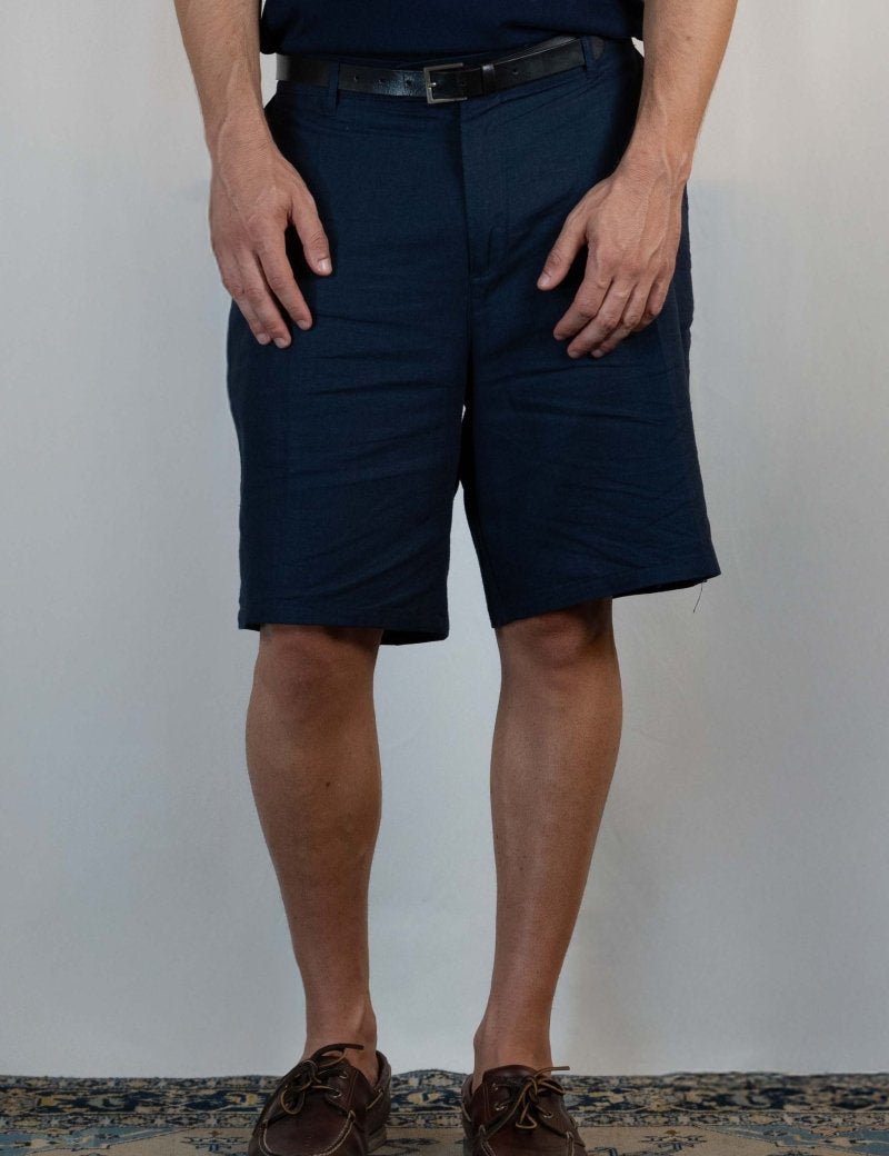 BERMUDA IN LINO BLU - Benevierre