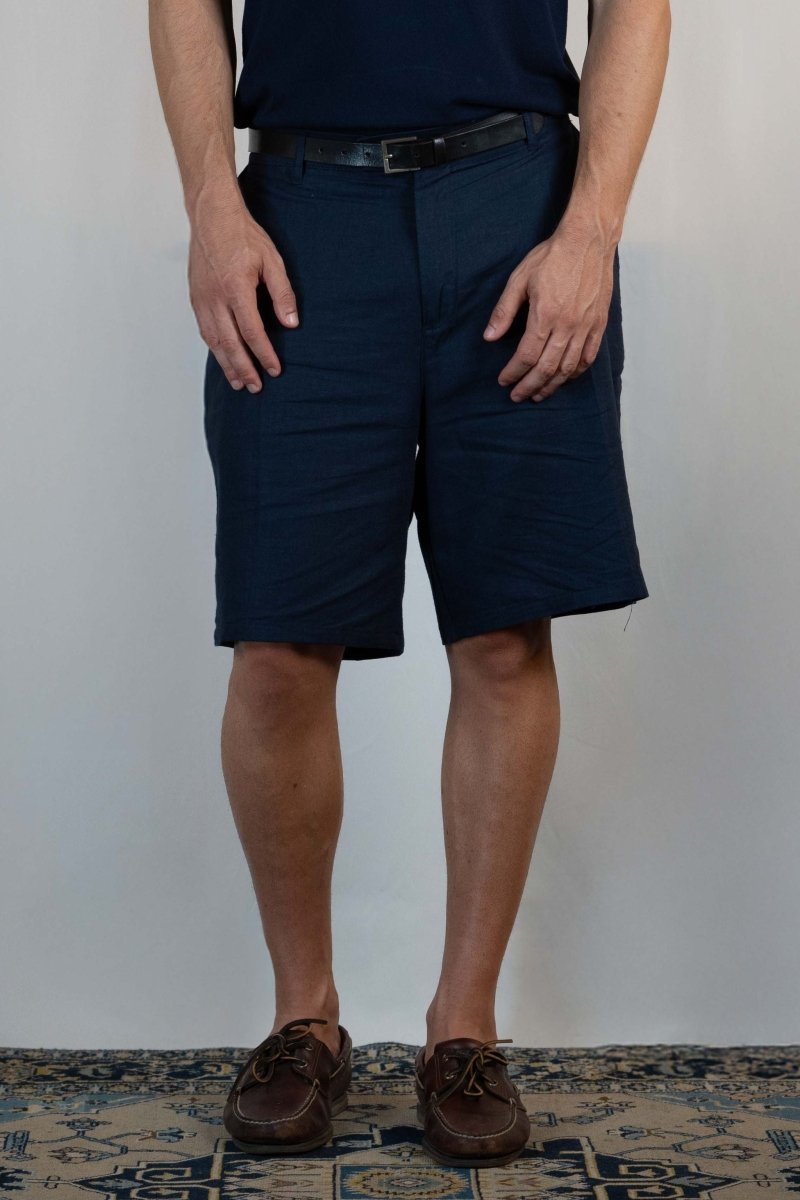 BERMUDA IN LINO BLU - Benevierre