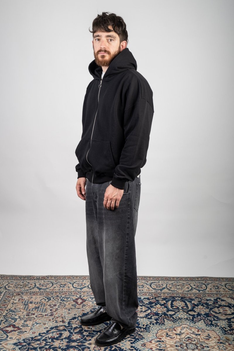 BLACK ZIP HOODIE - Benevierre