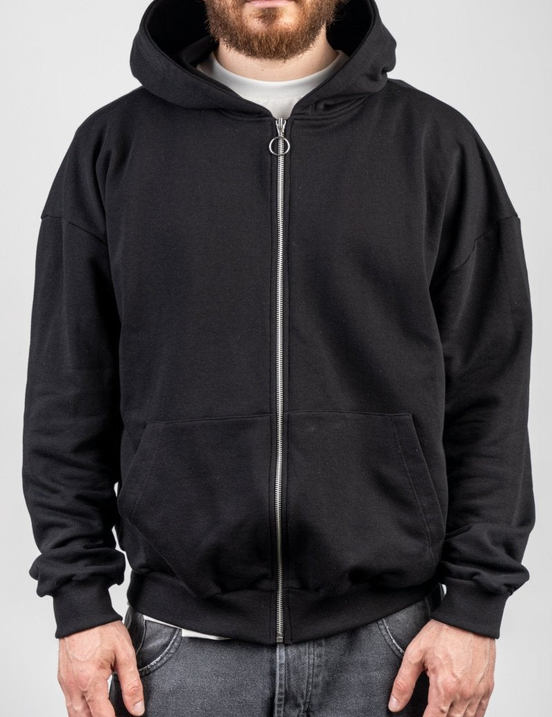 BLACK ZIP HOODIE - Benevierre