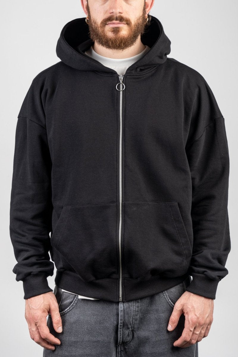 BLACK ZIP HOODIE - Benevierre