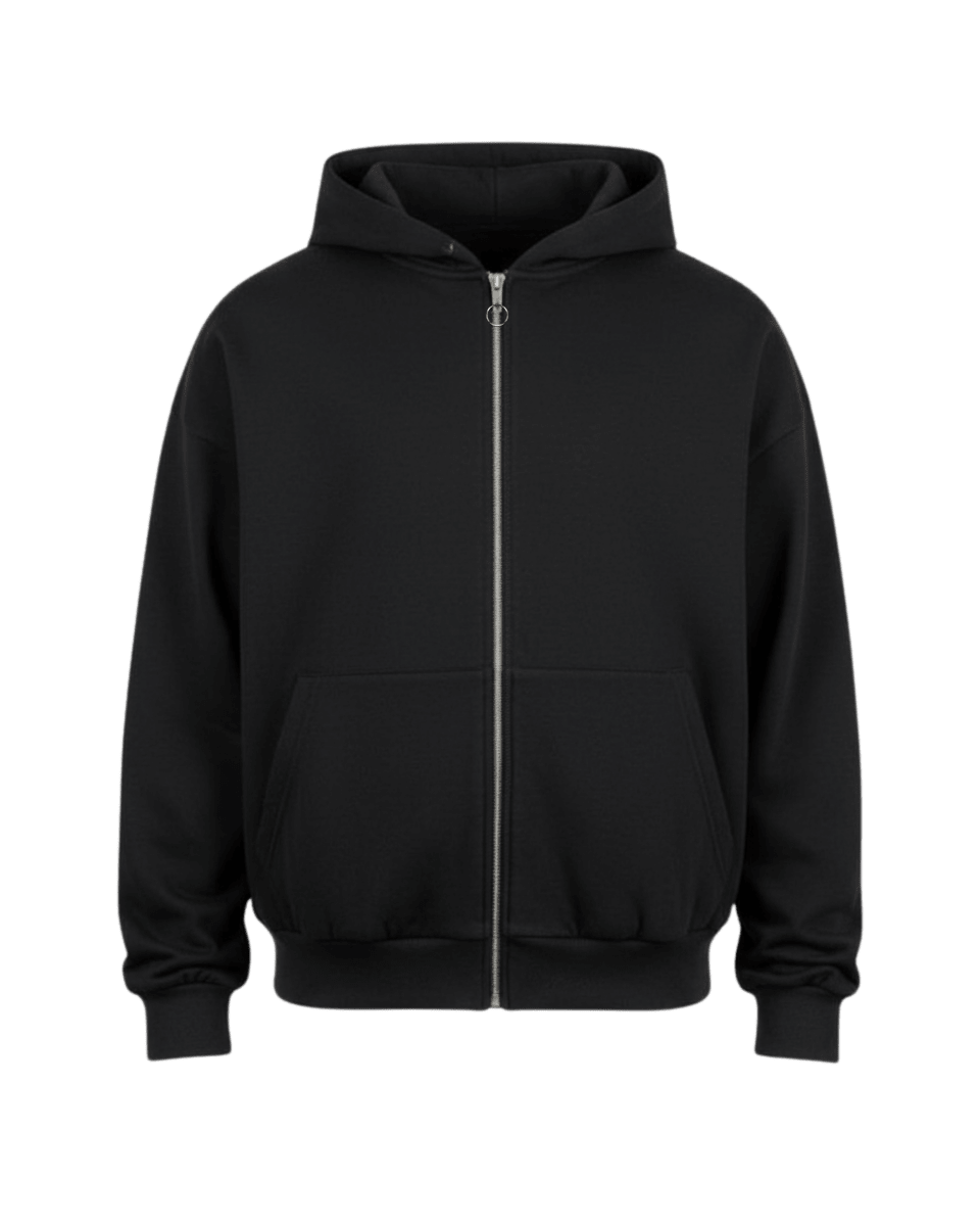 BLACK ZIP HOODIE - Benevierre