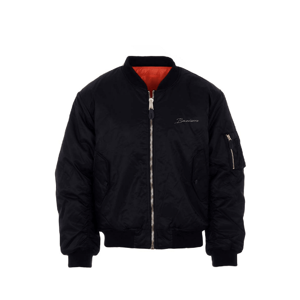 BOMBER BLACK SILVER LOGO - Benevierre