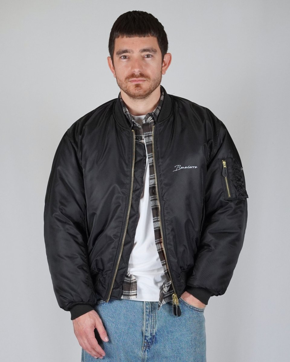 BOMBER BLACK SILVER LOGO - Benevierre