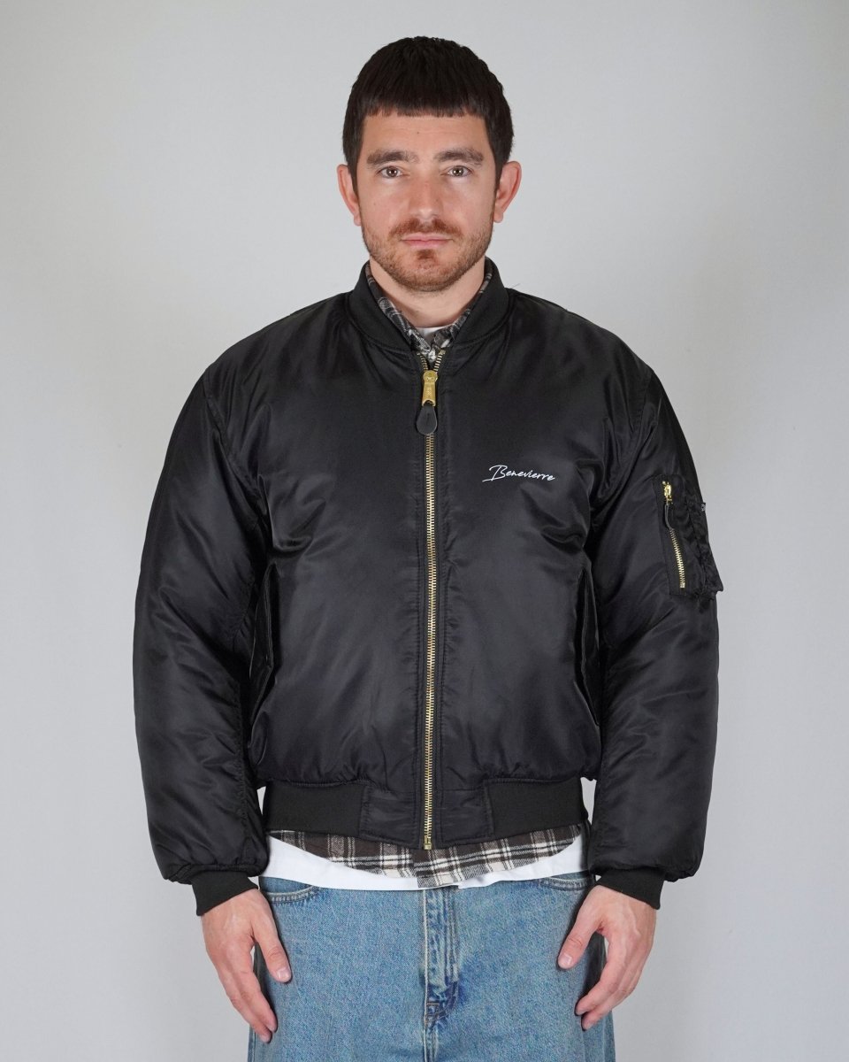 BOMBER BLACK SILVER LOGO - Benevierre
