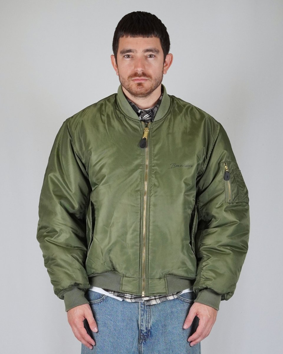 BOMBER GREEN SILVER LOGO - Benevierre
