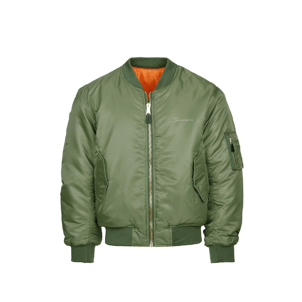 BOMBER GREEN SILVER LOGO - Benevierre