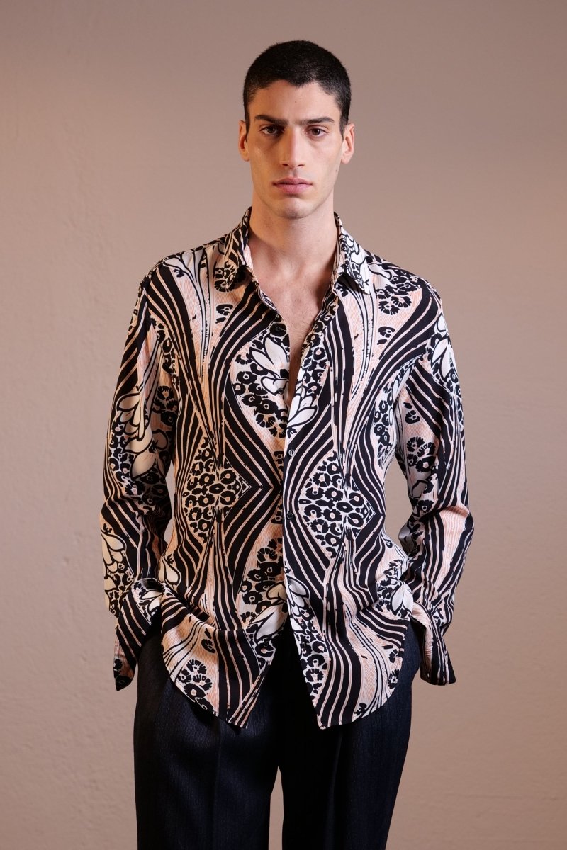 CAMICIA BLACK FLOREAL MIX - Benevierre