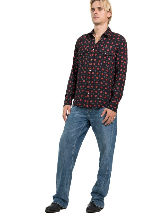 CAMICIA BLACK RUMBLE FLOWERS - Benevierre