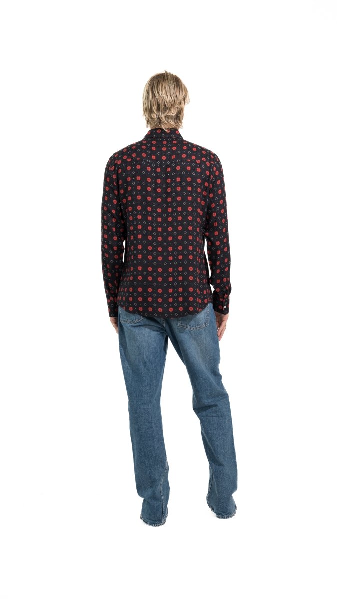 CAMICIA BLACK RUMBLE FLOWERS - Benevierre