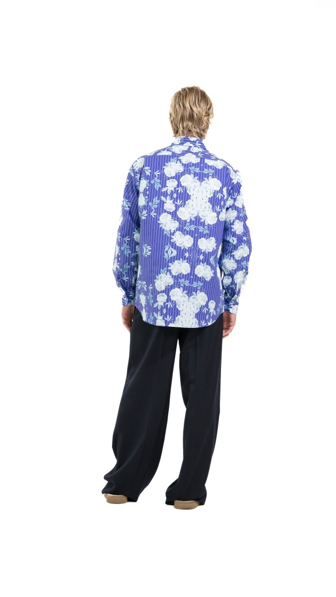 CAMICIA BLU ICY FLOWERS - Benevierre