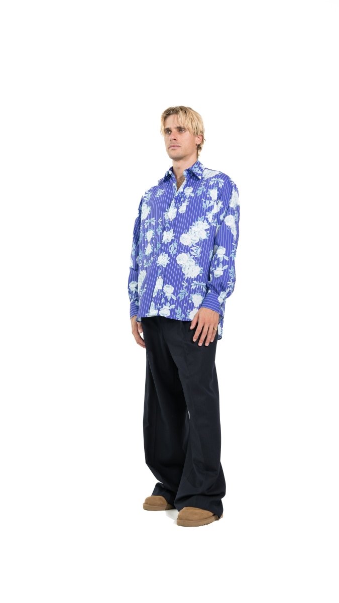 CAMICIA BLU ICY FLOWERS - Benevierre