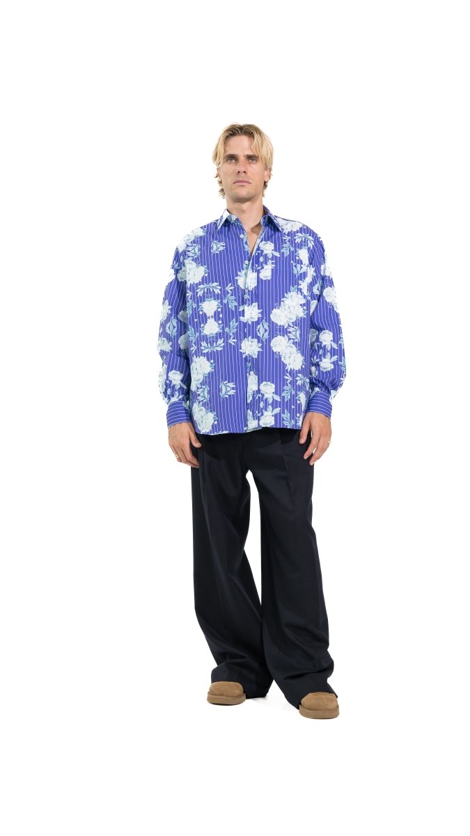 CAMICIA BLU ICY FLOWERS - Benevierre