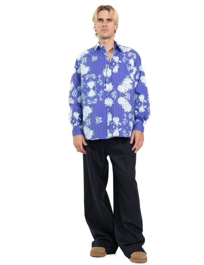 CAMICIA BLU ICY FLOWERS - Benevierre