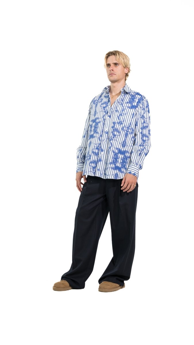 CAMICIA BLUE STRIPES TIE DYE - Benevierre