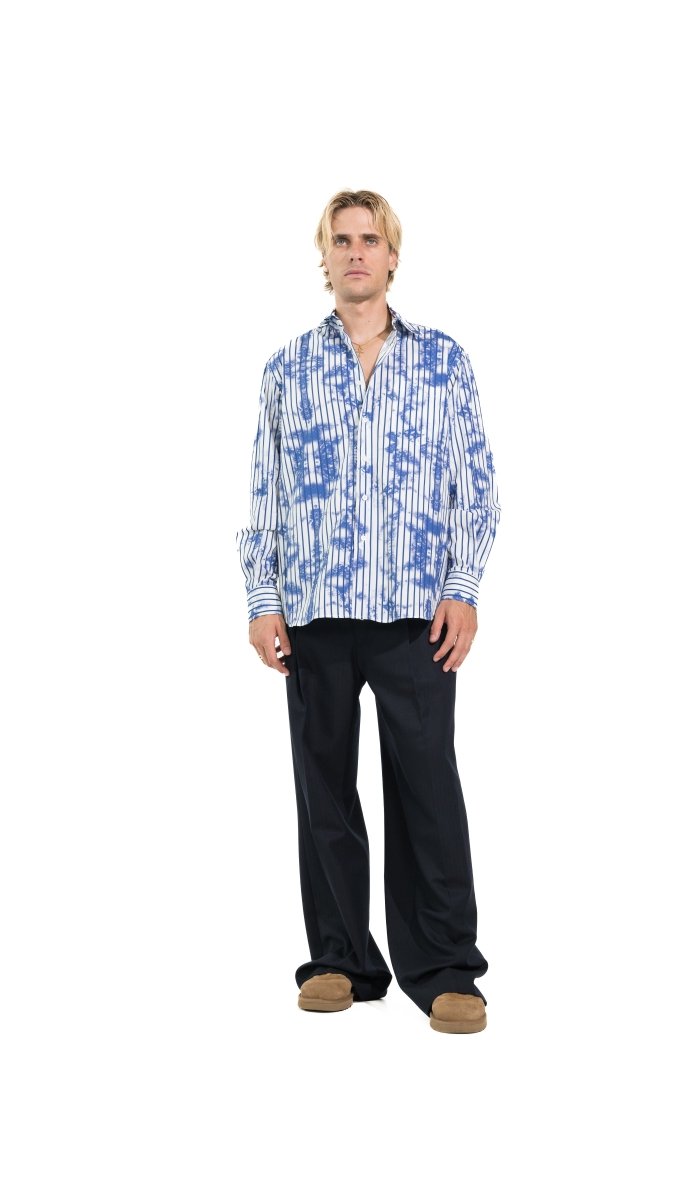 CAMICIA BLUE STRIPES TIE DYE - Benevierre