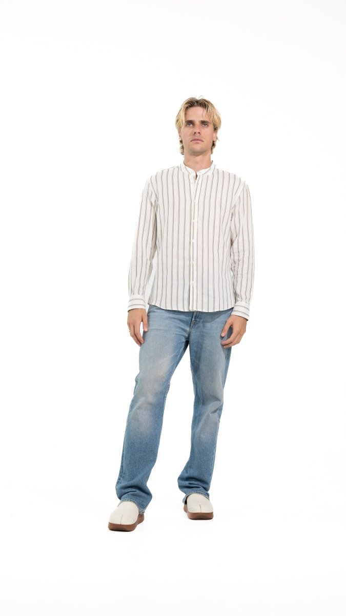 CAMICIA BROWN DOUBLE STRIPES - Benevierre